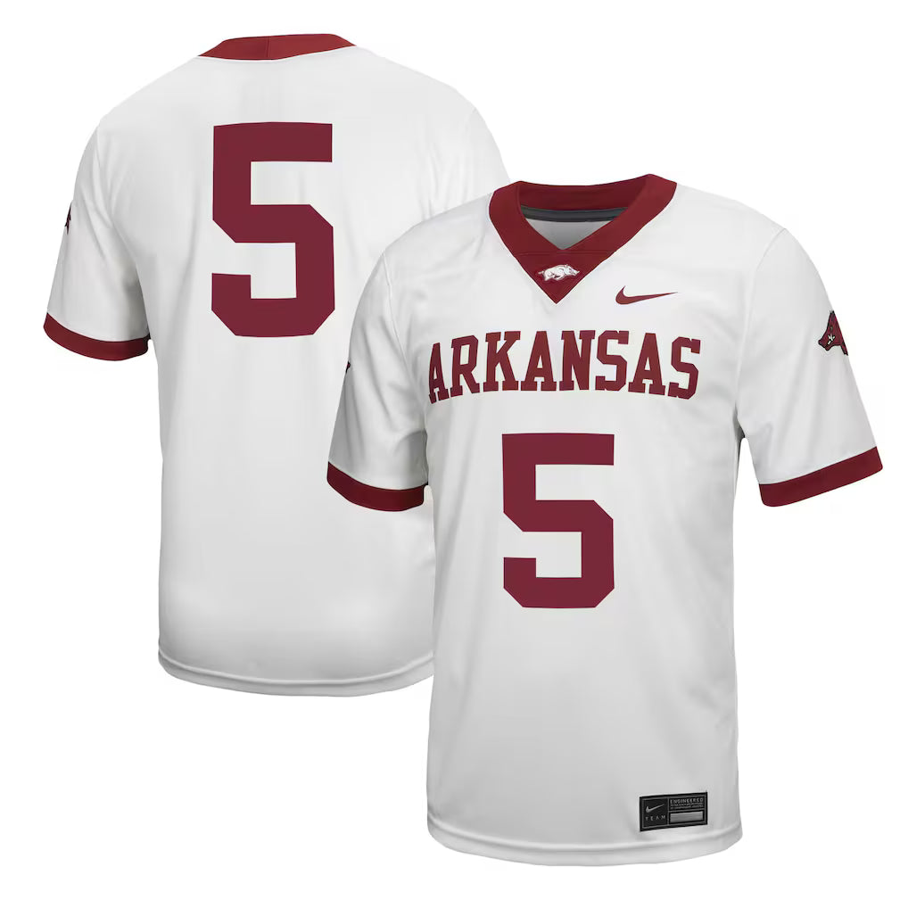 #5 Arkansas Razorbacks Untouchable Football Jersey – White -