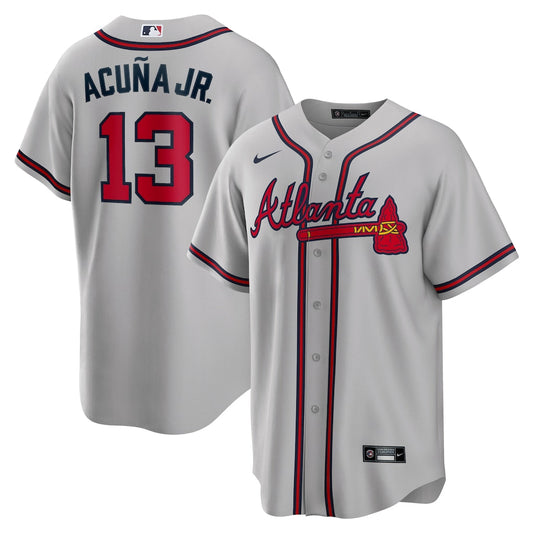 Ronald Acuna Jr. Atlanta Braves Player Name Jersey - Gray