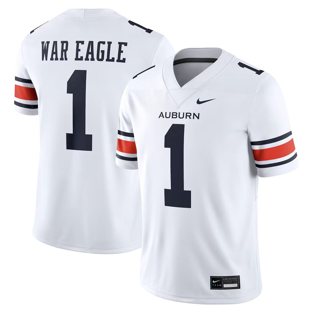 Auburn Tigers Away Football Game Jersey - White -