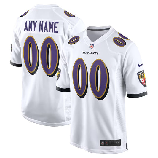 Baltimore Ravens Custom Game Jersey - White -
