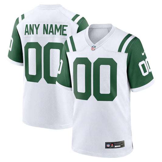 New York Jets Classic Alternate Custom Replica Jersey - White -