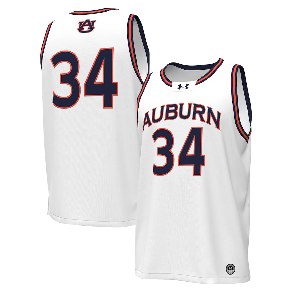 #34 Auburn Tigers Under Armour Basketball Jersey - White -