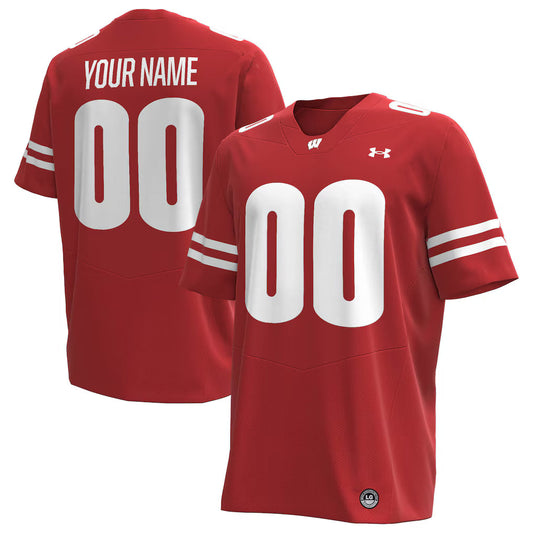 Wisconsin Badgers Under Armour Custom Football Jersey - Red -