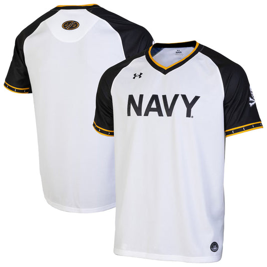 Navy Midshipmen Under Armour Full-Button Baseball Jersey - White -