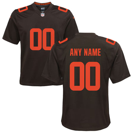 Cleveland Browns Youth Alternate Custom Game Jersey - Brown -