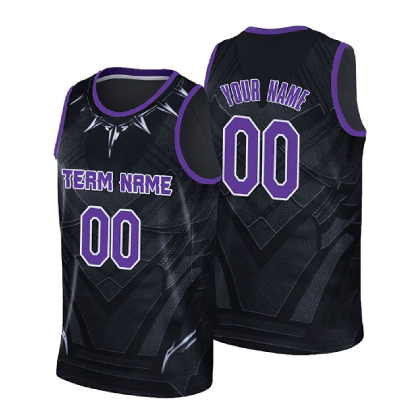 Black-Purple Custom Basketball Jersey