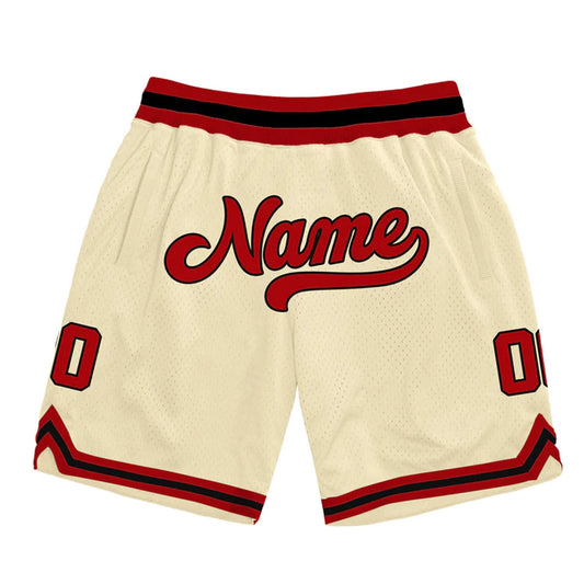 Cream Red-Black Custom Basketball Shorts