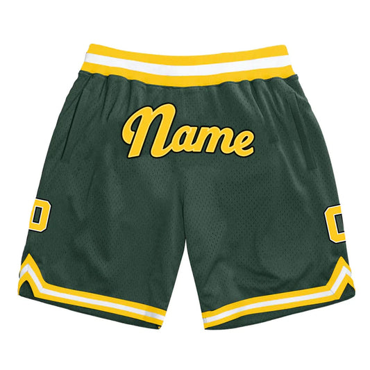 Green Yellow-White Custom Basketball Shorts