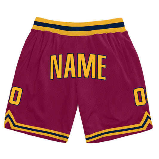 Maroon-Gold Custom Basketball Shorts