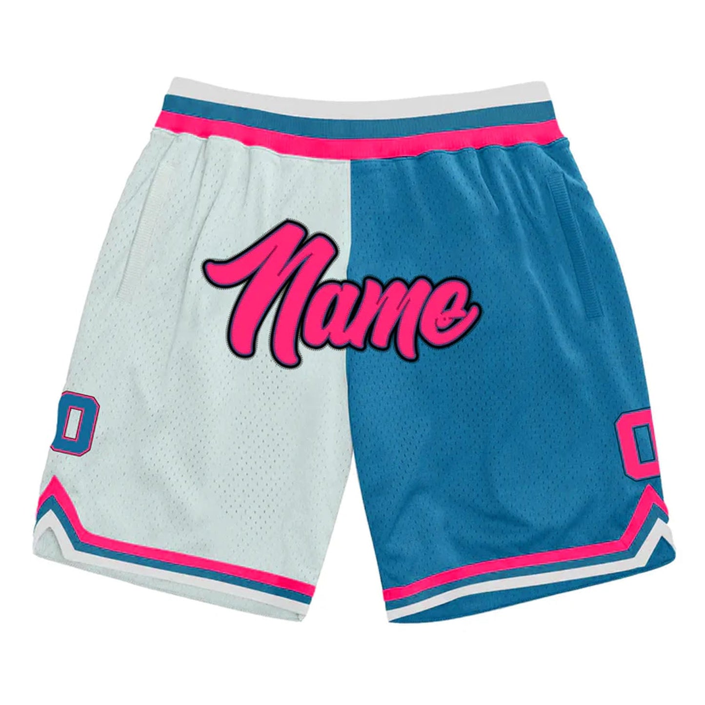 Pink Blue-White Custom Basketball Shorts