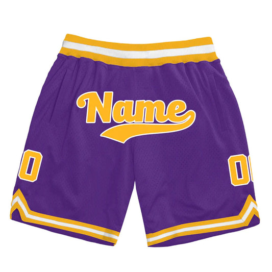 Purple Gold-White Custom Basketball Shorts