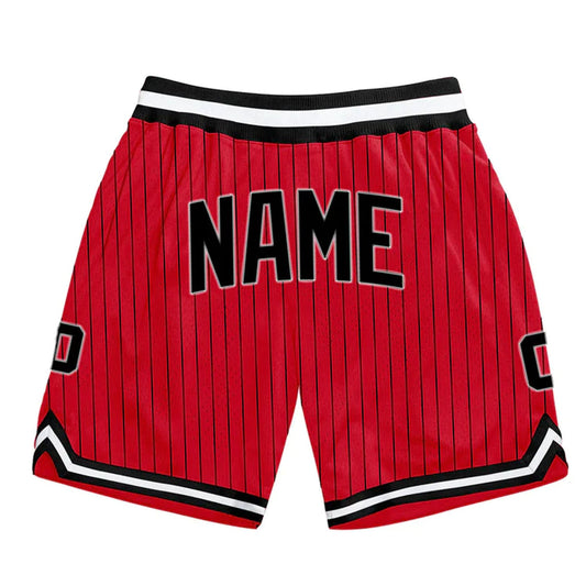 Red-Black Pinstripe Custom Basketball Shorts