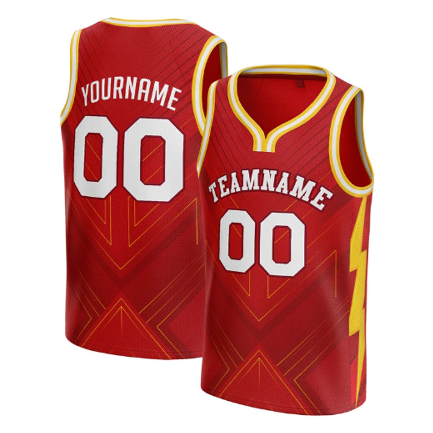 Red White-Yellow Custom Basketball Jersey