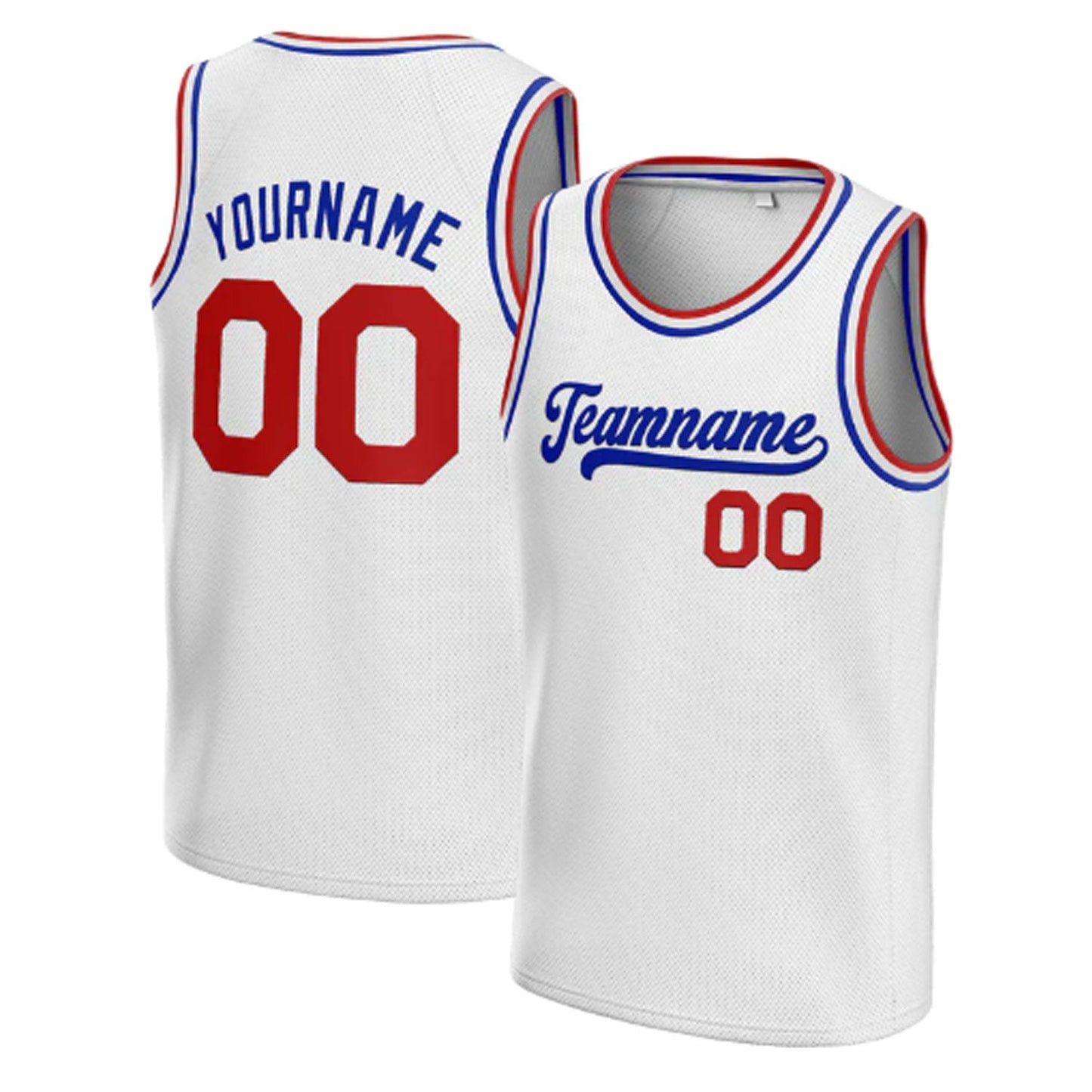 White Blue-Red Custom Basketball Jersey