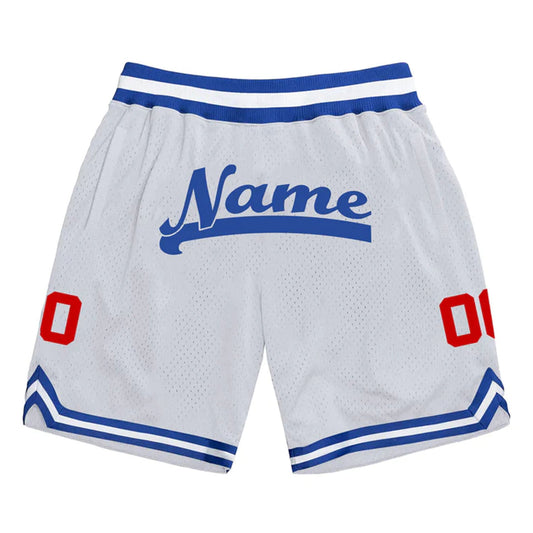 White Blue-Red Custom Basketball Shorts