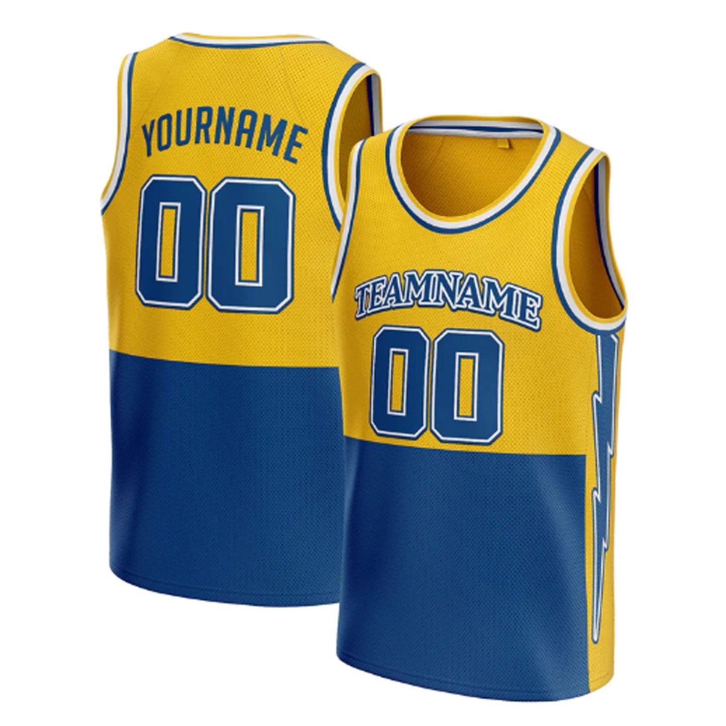 Yellow-Blue Custom Basketball Jersey