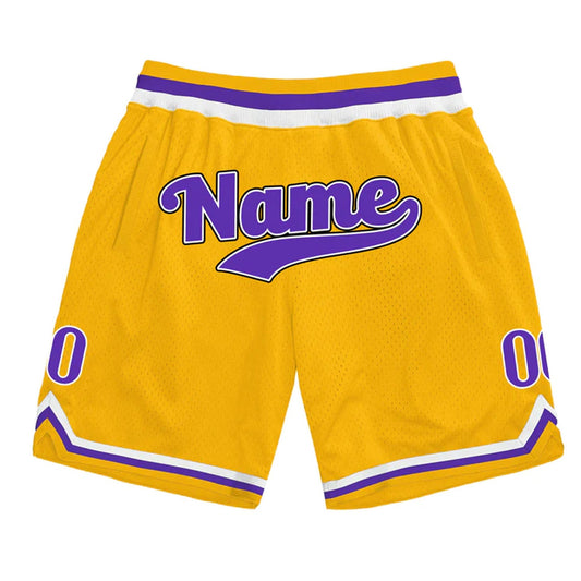 Yellow Purple-White Custom Basketball Shorts